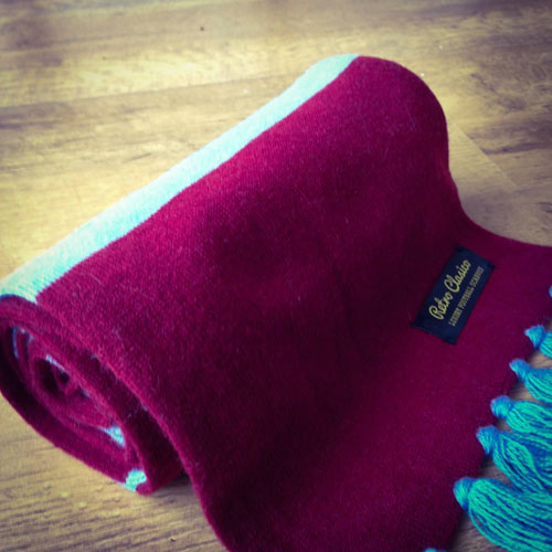 Vintage-style merino wool striped football scarves by Retro Clasico
