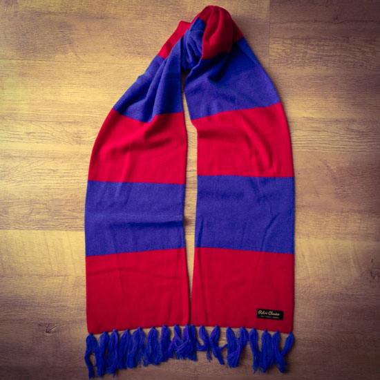 Vintage-style merino wool striped football scarves by Retro Clasico
