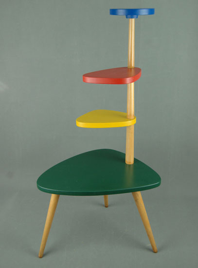 Midcentury-inspired oak plant stand on eBay