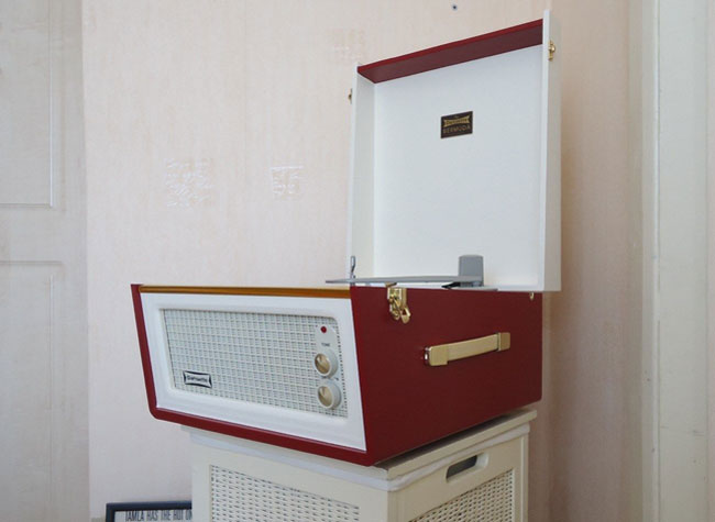 Original and restored 1960s Dansette Bermuda record player on eBay