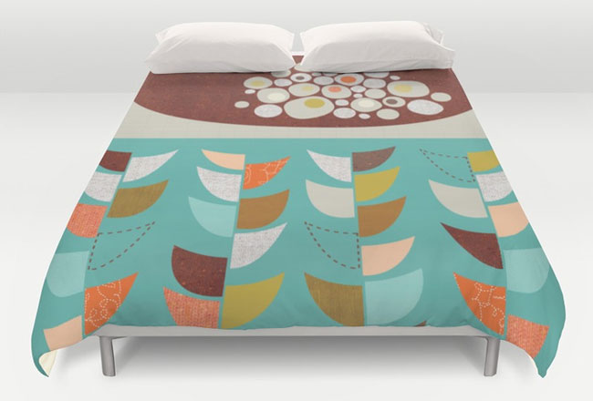 Midcentury-style duvet covers by Jenn Ski at Society6