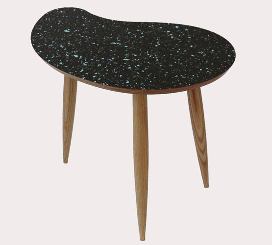 1950s-style sparkled top comma table by Curvalinea