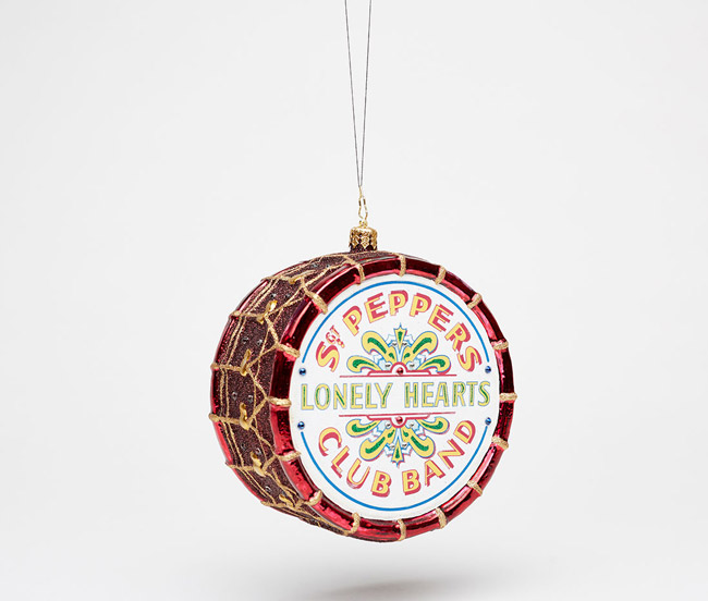 13. The Beatles Sgt. Pepper's Drum Christmas Glass Ornament