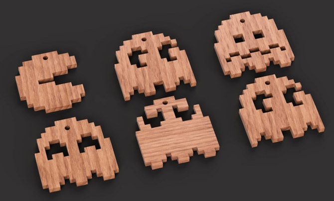 24. PacMan wooden Christmas Tree decorations