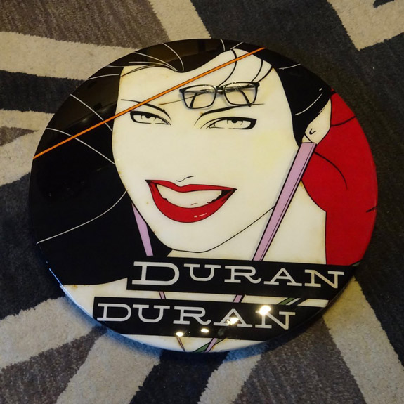 Oversized vintage music pin badge art by Tapedeck Art