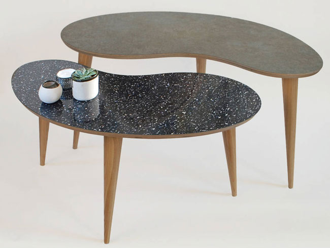 Midcentury curved top tables by Judy Clark