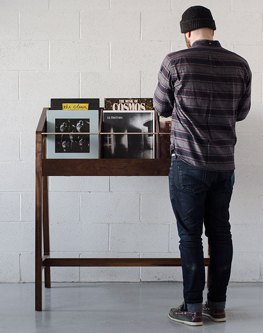 Handmade midcentury record display units by Kai Takeshima