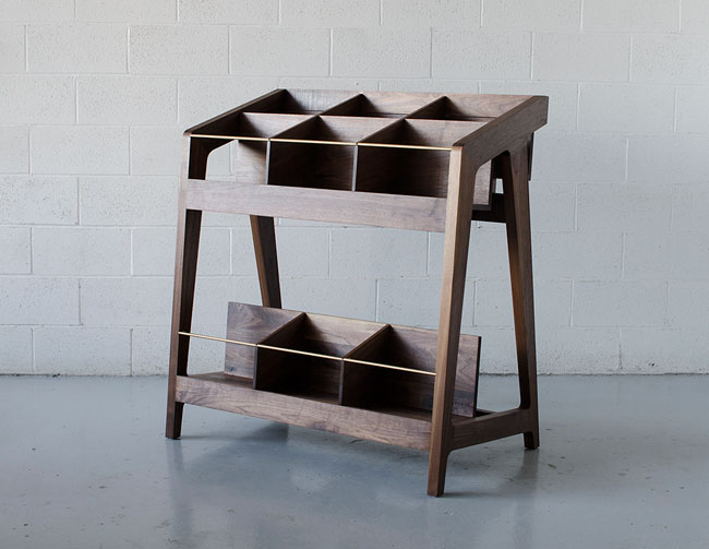 Handmade midcentury record display units by Kai Takeshima