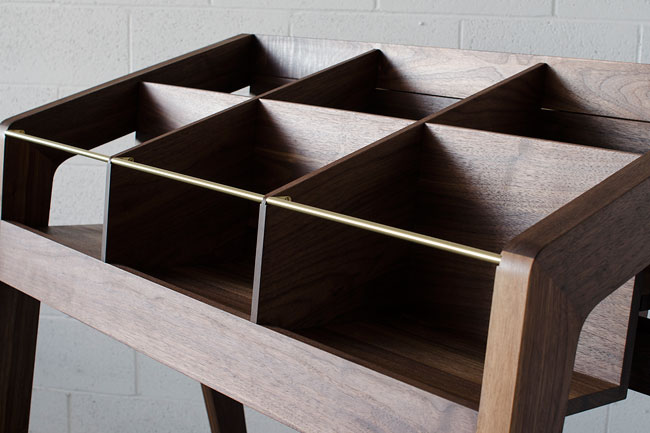 Handmade midcentury record display units by Kai Takeshima