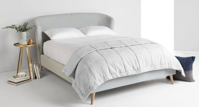 Lulu midcentury-style bed in Honeycomb Weave at Made