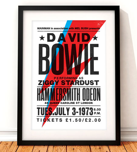 David Bowie Ziggy Stardust concert poster by The Indoor Type