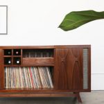 Luno midcentury-style audio system with built-in drinks cabinet