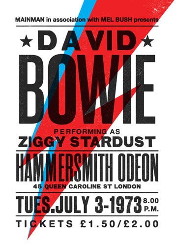 David Bowie Ziggy Stardust concert poster by The Indoor Type