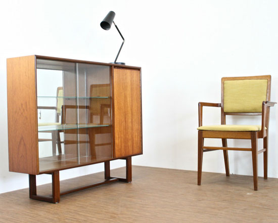 Vintage teak and glass display cabinet