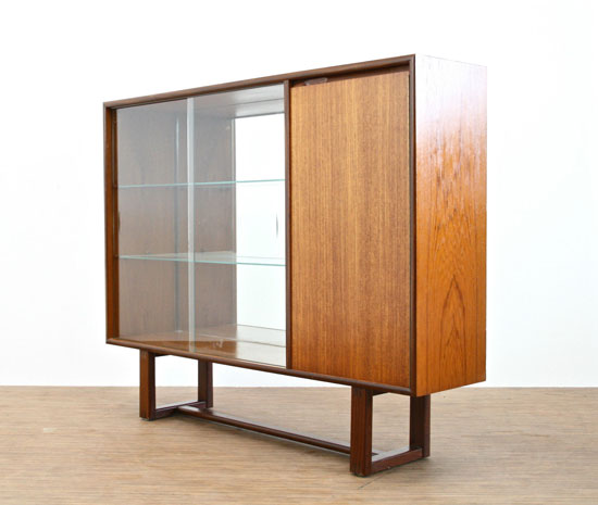 Vintage teak and glass display cabinet