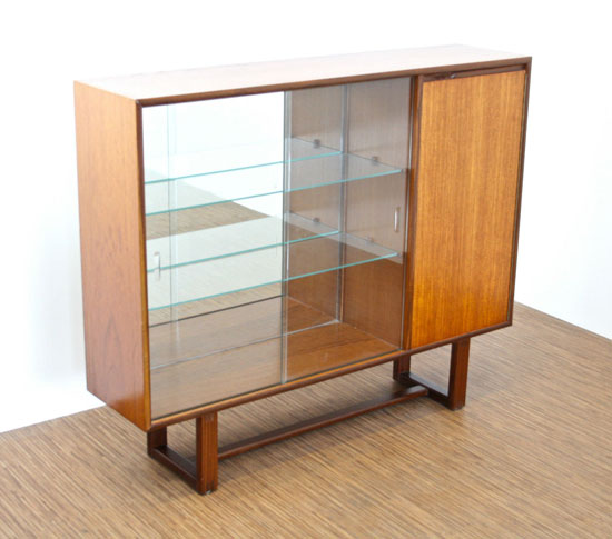 Vintage teak and glass display cabinet