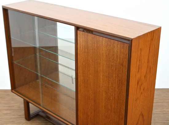 Vintage teak and glass display cabinet