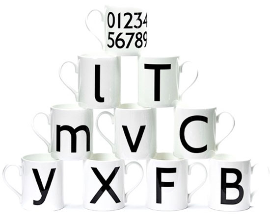Johnston Typeface mugs at the London Transport Museum Shop