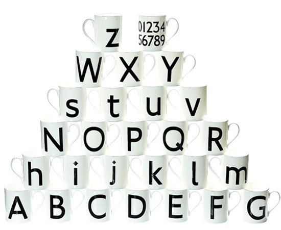 Johnston Typeface mugs at the London Transport Museum Shop