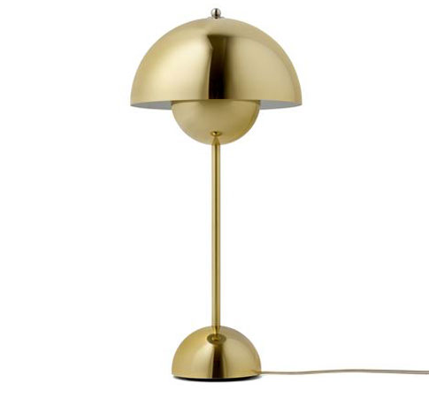 1960s Verner Panton-designed FlowerPot table lamp VP3 now available in a brass finish