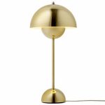 1960s Verner Panton-designed FlowerPot table lamp VP3 now available in a brass finish