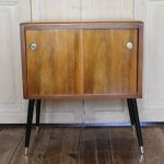 Midcentury-style record storage cabinet