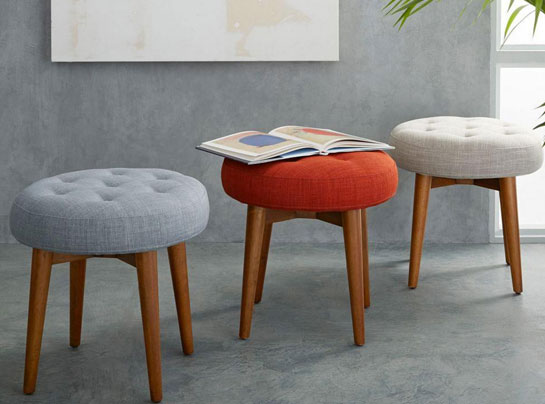 Mid-Century Upholstered Stool at West Elm