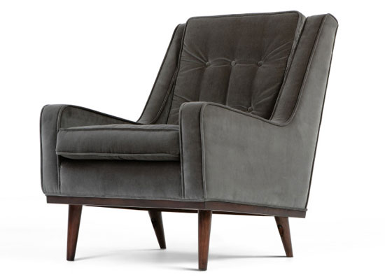 Midcentury-style Scott armchair and sofa returns to Made in new velvet finishes