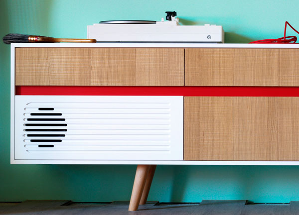 Miniforms midcentury-style Skap sideboards with built-in audio