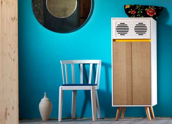 Miniforms midcentury-style Skap sideboards with built-in audio