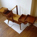 Midcentury-style teak sewing box