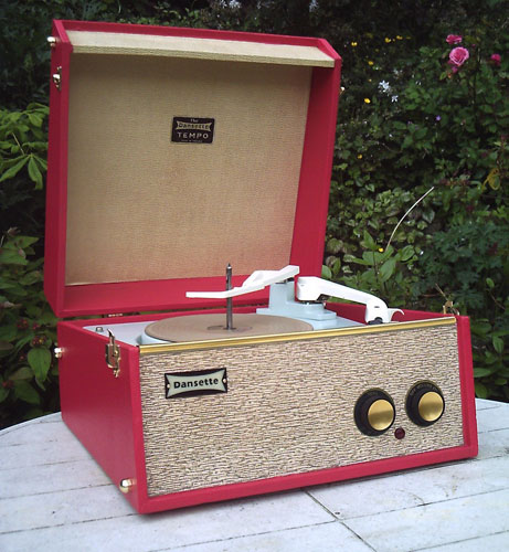 1962 Dansette Tempo record player in classic red