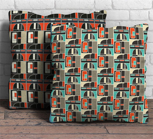 Architectural cushions: Manchester Modernist Collection by Gail Myerscough