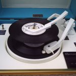 1962 Dansette Tempo record player in light blue