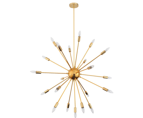 Sputnik-style Quasar Gold Chandelier at Dot and Bo