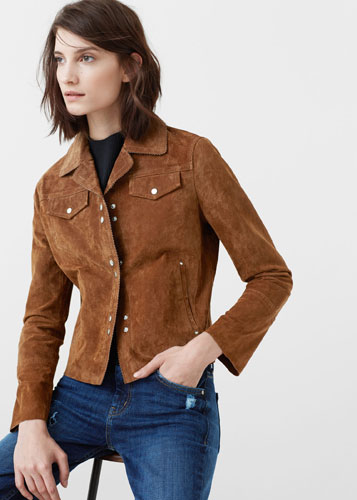 Vintage-style suede jacket at Mango