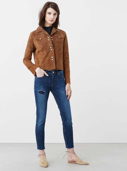 Vintage-style suede jacket at Mango