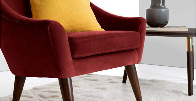 1960s-style Seattle armchairs in velvet at Made