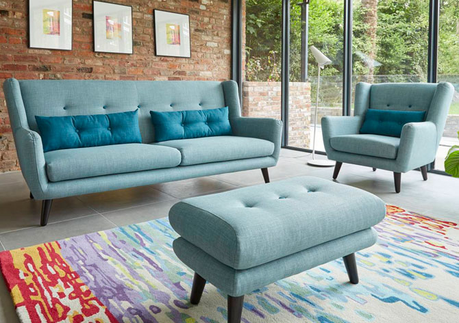 Midcentury-style Stockholm sofa and armchair at Sofology