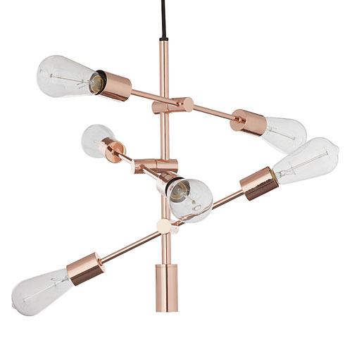 House by John Lewis Elias retro ceiling light in copper