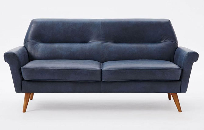 1960s-inspired Denmark leather sofa at West Elm