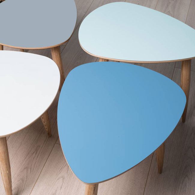 Pebble-shaped midcentury side tables by The Clementine