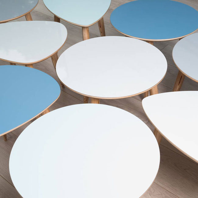 Pebble-shaped midcentury side tables by The Clementine