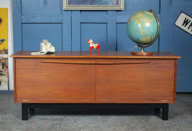 Large 1960s teak record storage cabinet