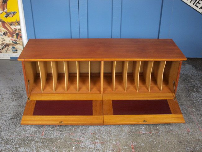 Large 1960s teak record storage cabinet