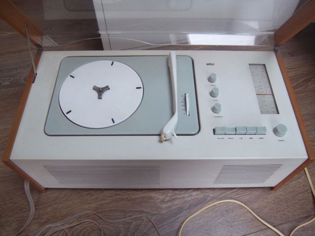 Restored 1950s Dieter Rams-designed Braun SK5 audio system