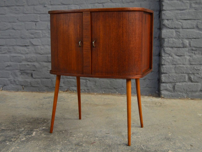 Midcentury-style vinyl storage cabinet