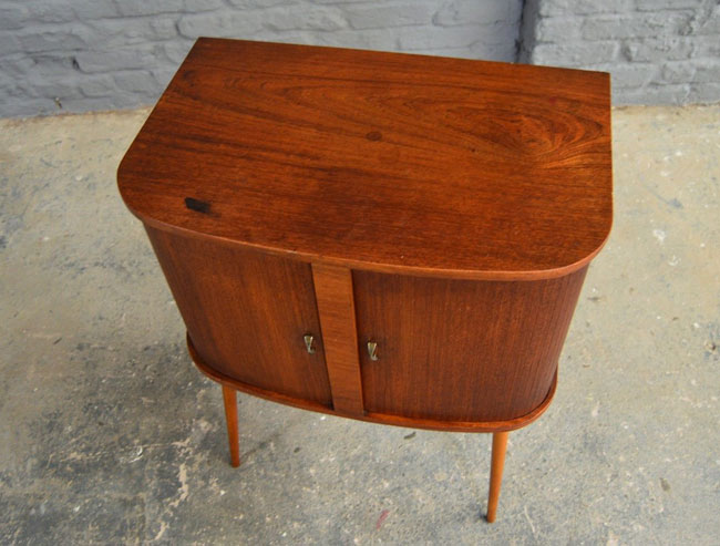 Midcentury-style vinyl storage cabinet