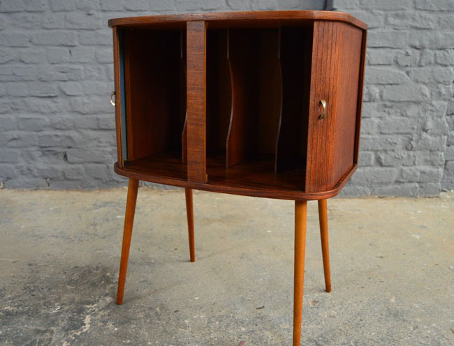 Midcentury-style vinyl storage cabinet