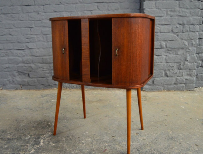 Midcentury-style vinyl storage cabinet